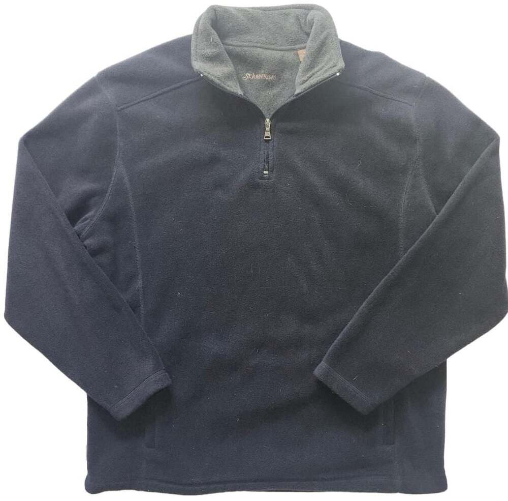 St. John's Bay Men's Black Quarter Zip Fleece Pullover Jacket Large